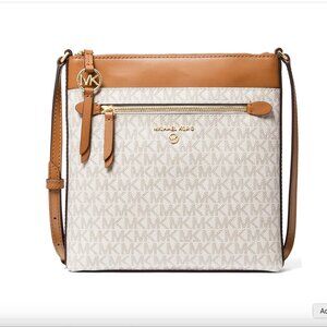 Michael Kors Womens Jet Set Charm Small North/South Flat Crossbody Vanilla